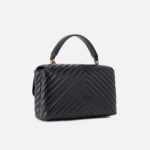 PINKO Borsa a mano e tracolla media Love Bag Puff in nappa chevron 100043 NERA - immagine 2