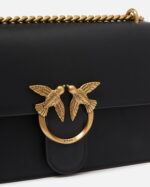 PINKO Borsa a tracolla media Love Bag in pelle liscia 100941 NERA - immagine 3