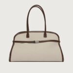 ORCIANI Borsa Aura Savana XL a spalla in canvas e pelle con tracolla B02219SVN