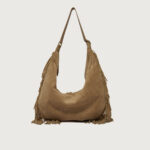 Borsa Hobo Peach Fringe a spalla in suede B02226PFG Biscotto - immagine 3
