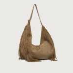 Borsa Hobo Peach Fringe a spalla in suede B02226PFG Biscotto - immagine 2
