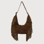 Borsa Hobo Peach Fringe a spalla in suede B02227PFG Cocoa