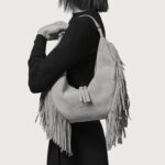 Borsa Hobo Peach Fringe a spalla in suede B02227PFG Cocoa - immagine 4