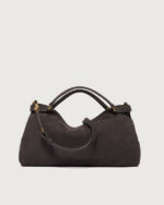 ORCIANI Borsa Virgo Nabucco Media in pelle nabuk B02253 Carbone/Grigio - immagine 3