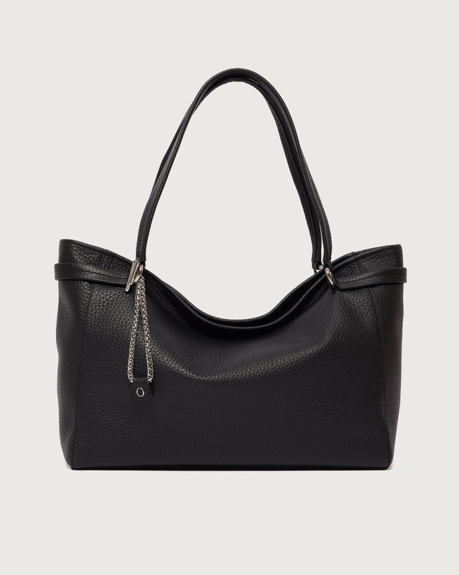 26W-B02255--_SOF-NER_00 ORCIANI Borsa Virgo Soft Shopping in pelle martellata B02255 Nera - immagine 1