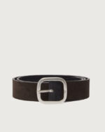 ORCIANI Cintura reversibile Cloudy Double in suede e pelle 3,5 cm U08417 Nero/Ebano