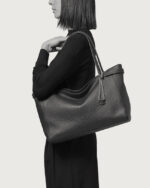 ORCIANI Borsa Virgo Soft Shopping in pelle martellata B02255 Nera - immagine 4